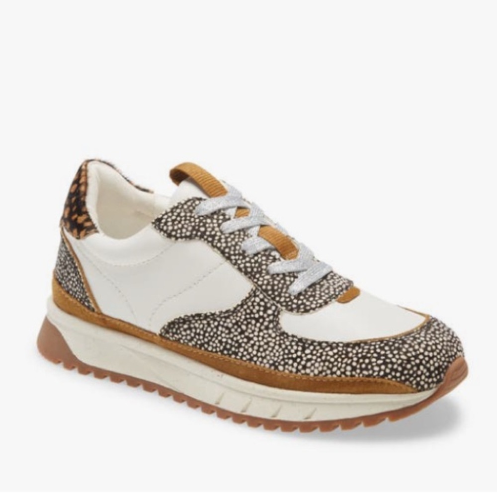 Madewell Kickoff Cream and Brown Patterned Sneakers Size 9